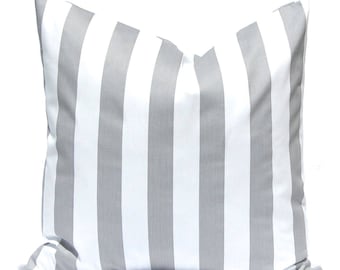 Euro Sham - Gray Throw Pillow Covers - Decorative Pillows - Accent Pillows - 20 x 20 Inches - Stripe Pillow Covers in Storm Gray
