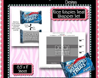 Rice Krispies Wrapper Mockup Preview & Design Template Set - Instant Download PSD and PNG Formats (Temp761) Digital Collage Sheet Template