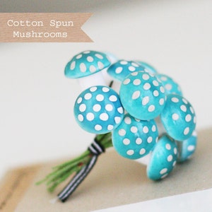 1 dozen Large BLue German Cotton Spun Mushrooms