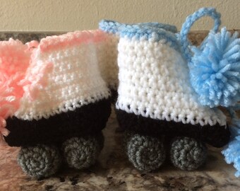 Crocheted Roller Skate Baby Booties