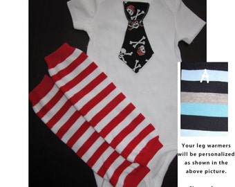 BONES SET - Tie bodysuit and leg warmers set for baby boys