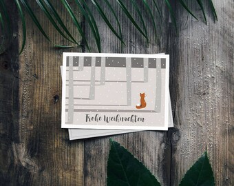 Postcard "Fox - Frohe Weihnachten"