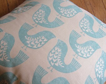 Blue bird print cushion