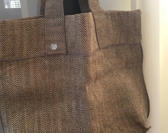 Herringbone Burlap Market Bag