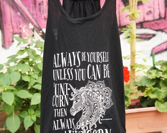 Black - Unicorn Mandala tank