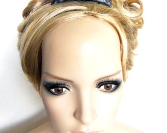 Punk Rock tiara Noir goth steampunk tiara made with black Clock hands perfect for the gothic bride