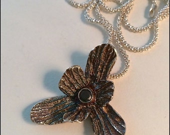 flower necklace gold and silver pendant ready to ship gift