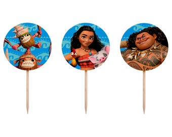 MOANA cupcake toppers, Moana cupcake toppers, Moana party, Moana decoration, Moana tableware, Moana Party, Moana Birthday Party