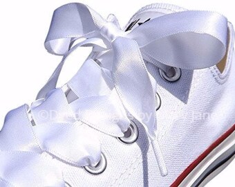 Satin laces, Wedding shoelaces, 7/8 inch satin laces, tennis shoelaces, Satin ribbon shoelaces, Double Faced Satin Ribbon, Dance team laces