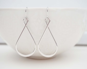 Silver Twist Teardrop Earrings