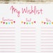Printable Wishlist Wishlist For Girls Birthday Wishlist