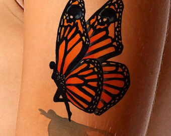 Fake Tattoo-Monarch Butterfly-Fairy-Skull-Realistic Tattoo-Gifts For Women