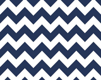 Navy Blue Medium Chevron Cotton Fabric by Riley Blake Fabric