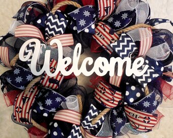 Summer Wreath, Beach Wreath, Fourth of July Wreath, 4th of July Wreath, WreathS, Wreath, Wreaths, Patriotic Wreath, Wreath