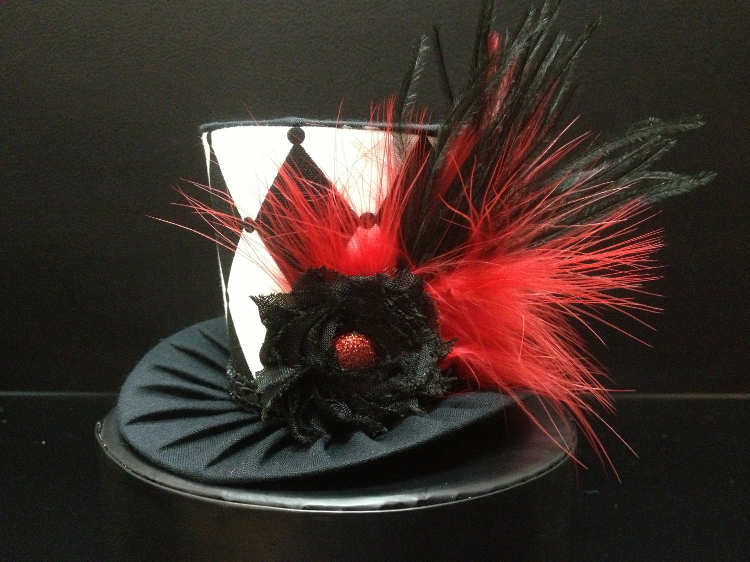 Black and White Mad Hatter Mini Top Hat. Great for Birthday