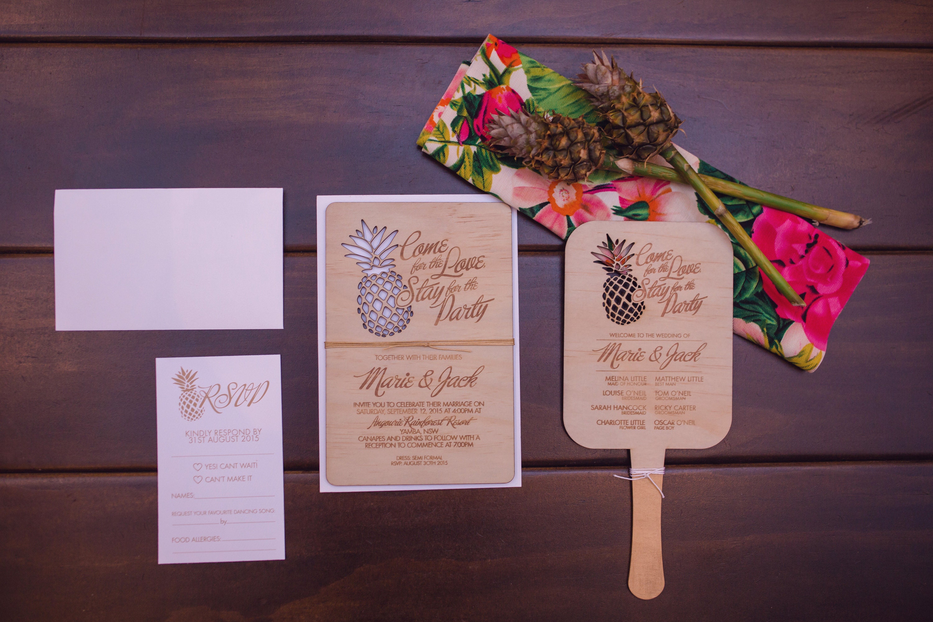 Pineapple laser cut invitation