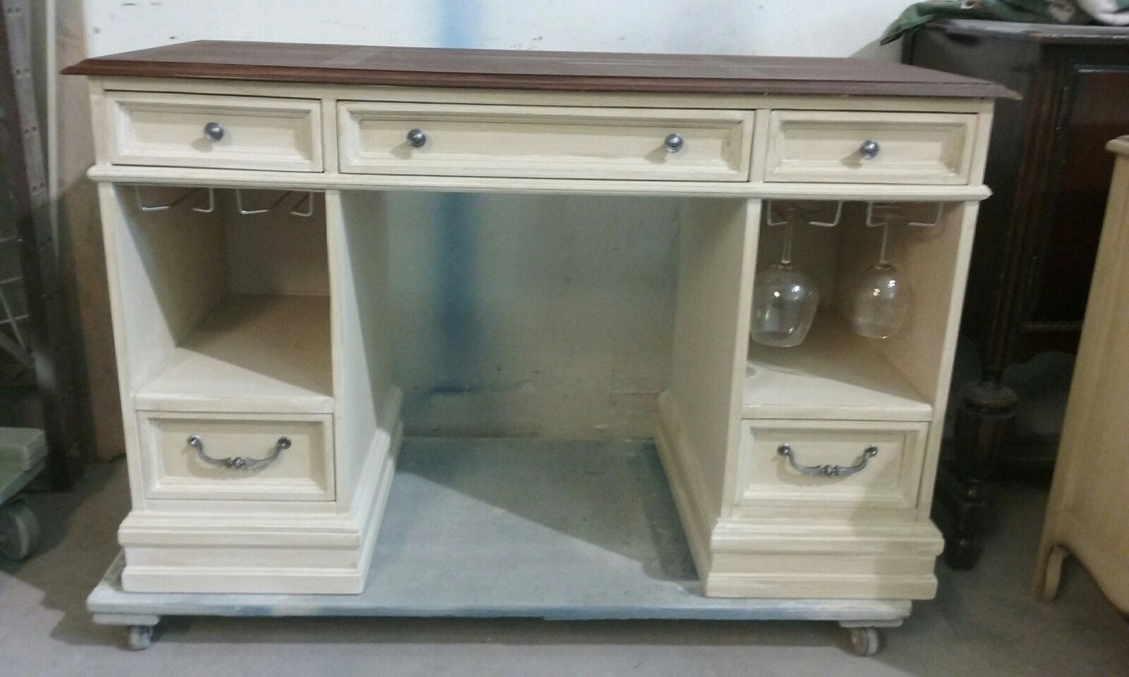 desk, bar, wine bar, liquor cabinet, repurpose