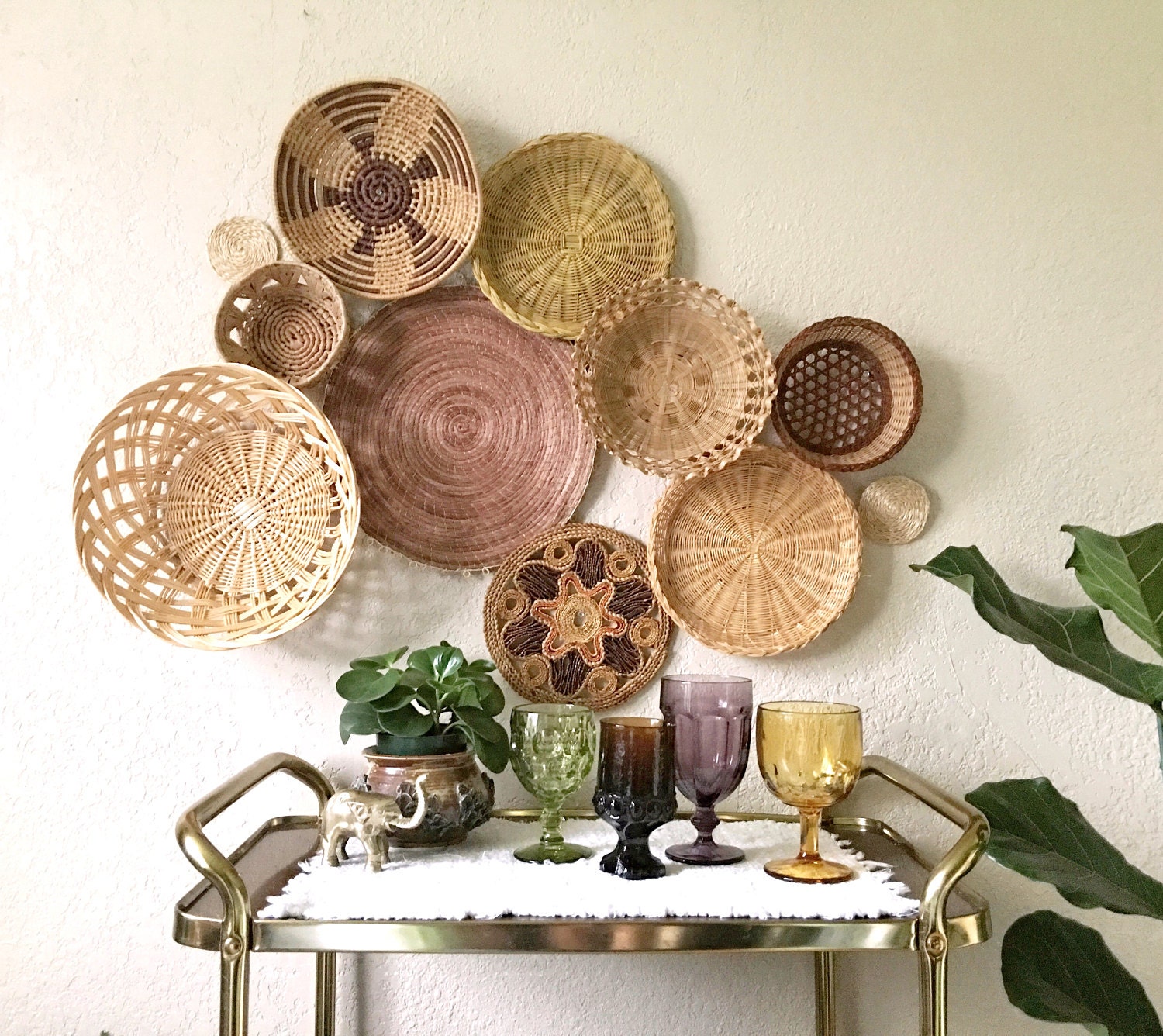 Woven basket wall collection