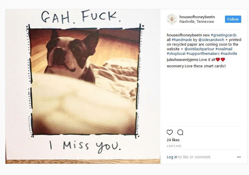 House of Honeybee sharing some of our cards // this is one of our most popular Miss You Cards starring my best friends and muse- Bandit :)