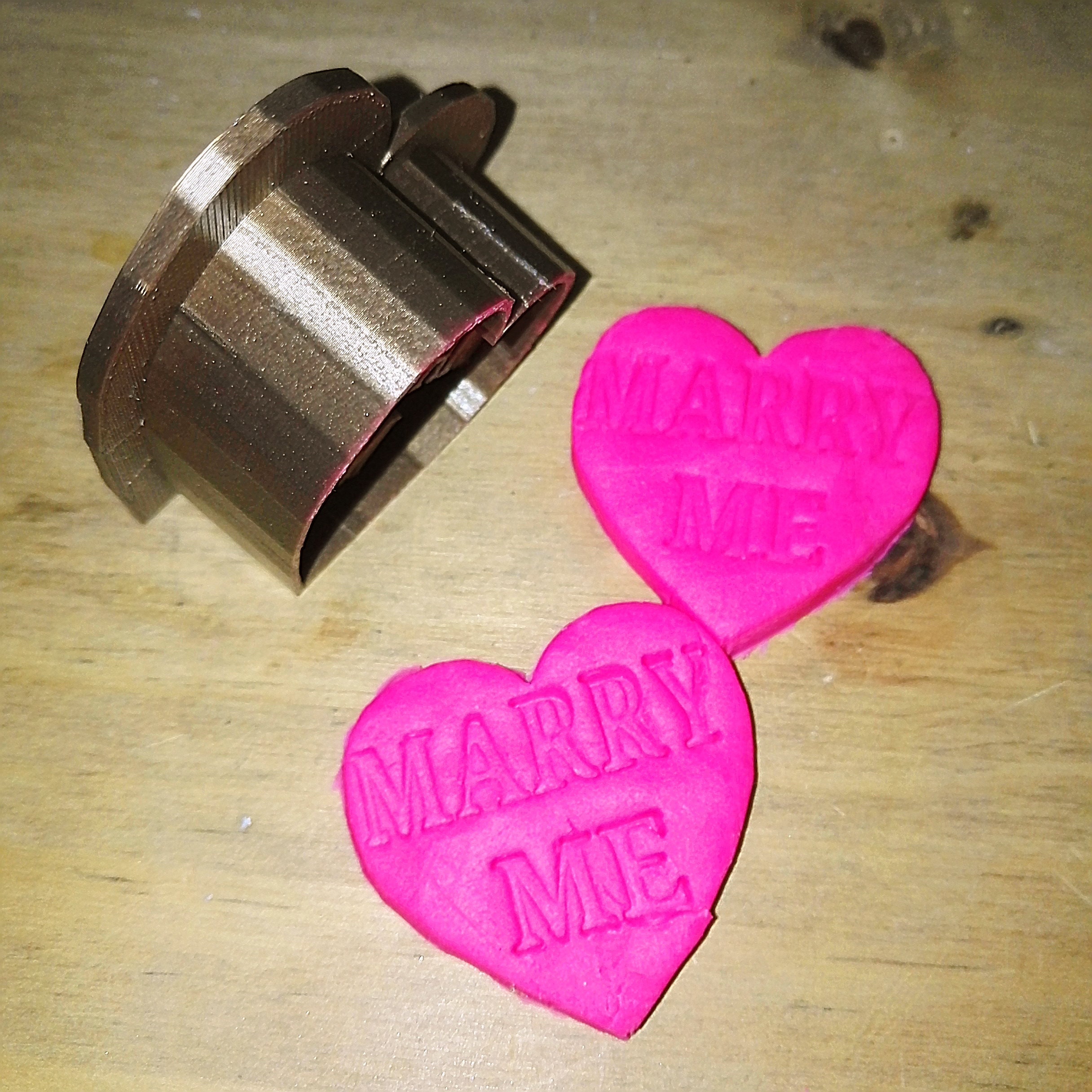 Marry Me - 3d Printed Gold Marriage Proposal Valentines Day Cookie Dough Cutter