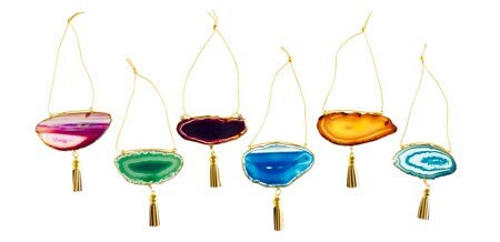Set of 6 Boho Agate Ornaments