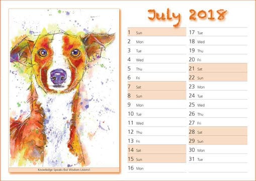 Example of inside of SightHound Calendar.