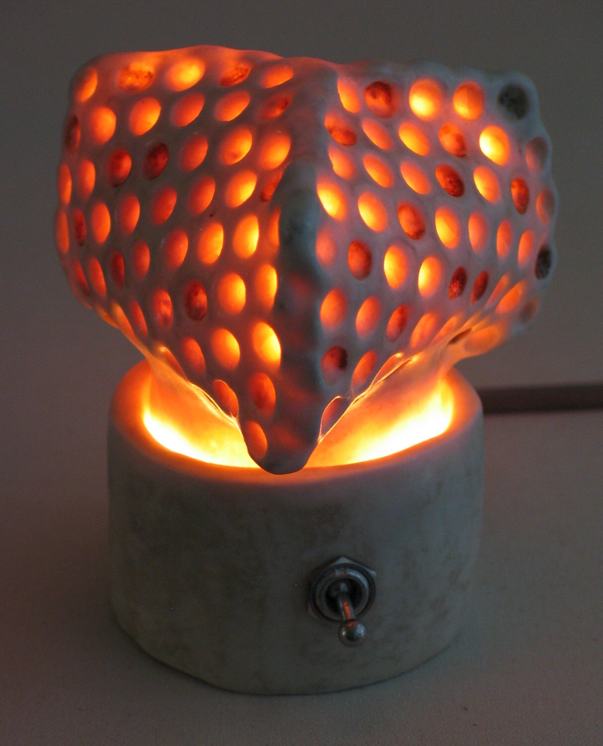 Translucent porcelain  Honeycomb lamp.  Apis habilis Honeycomb Number 15