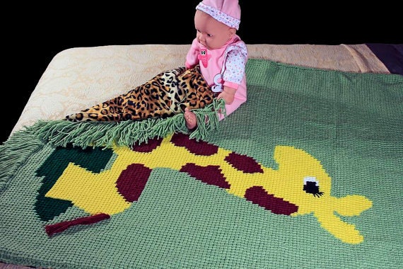 Giraffe Baby Blanket -- Green