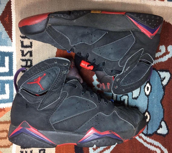 1992 Nike Air Jordan VII black red purple size 6.5 AJ7