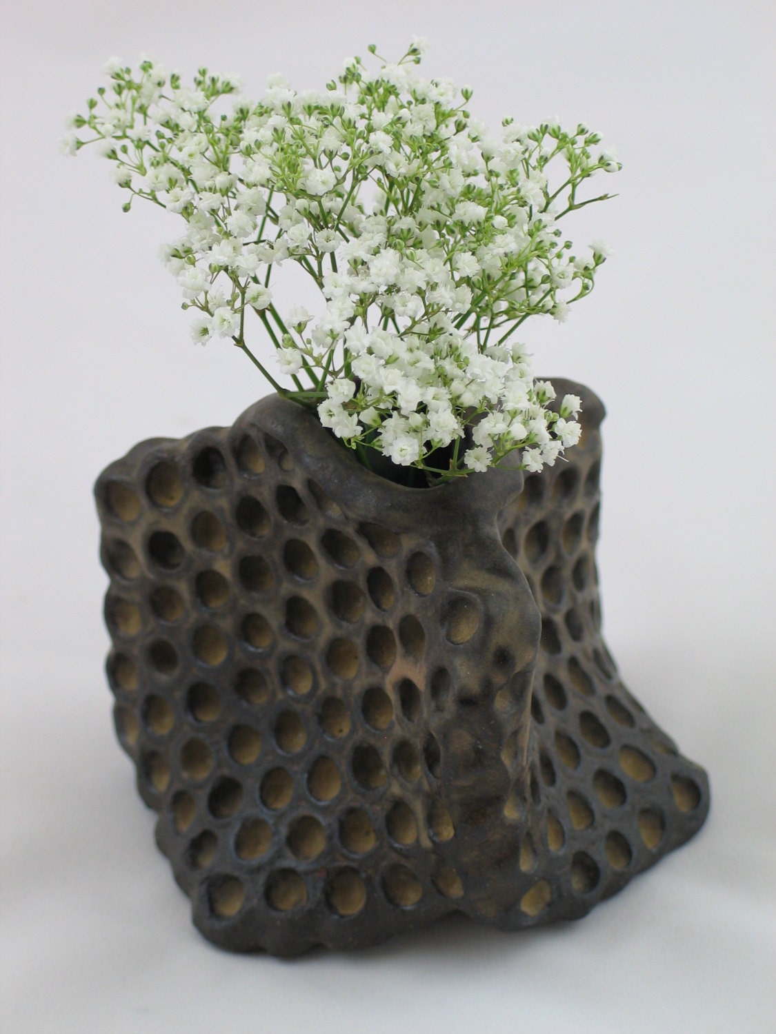 Ceramic Honeycomb vase.  Apis habilis:  Vase Number 15