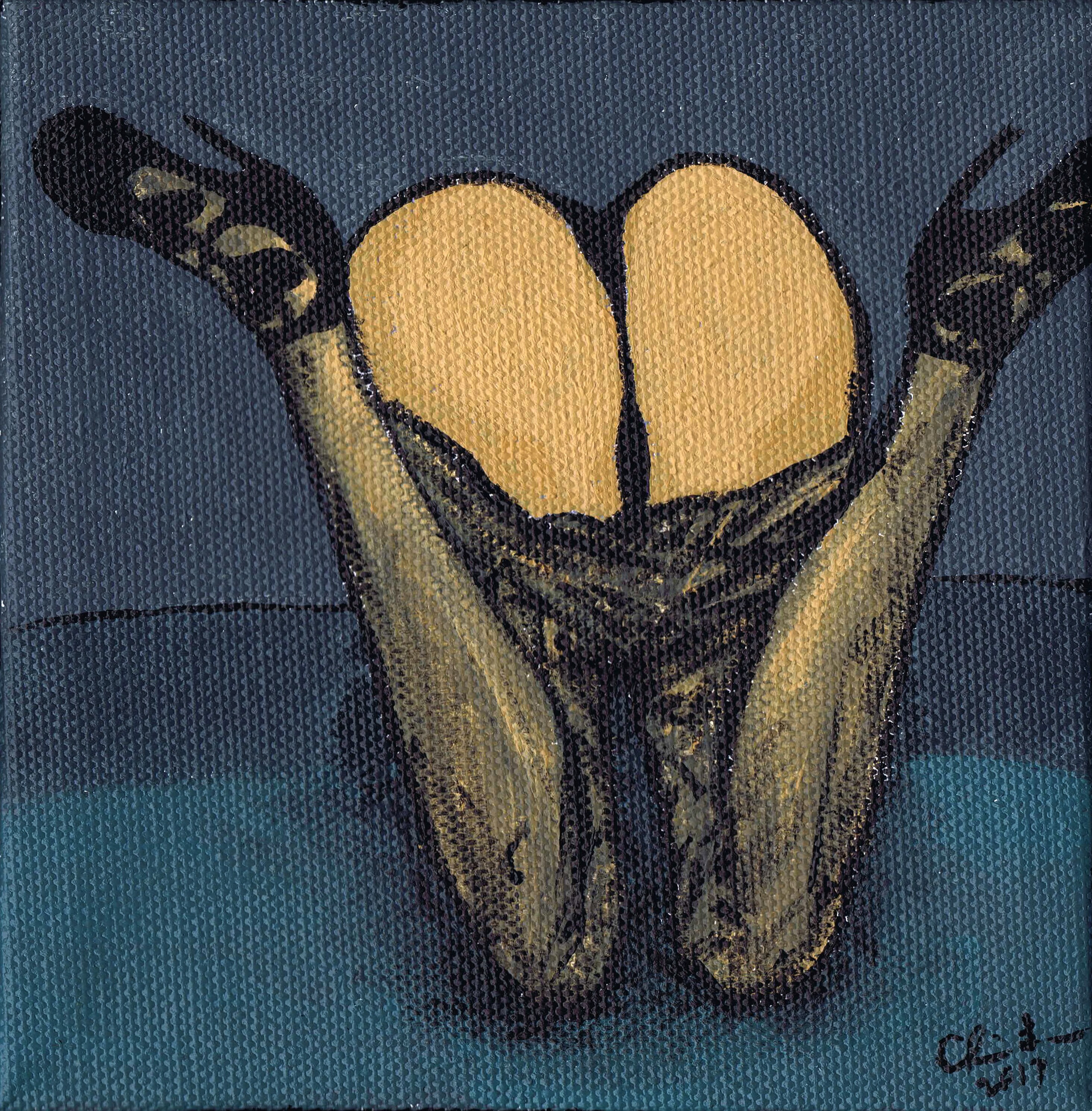 Abbie erotic pop art stockings heels ass painting by CRD Larson