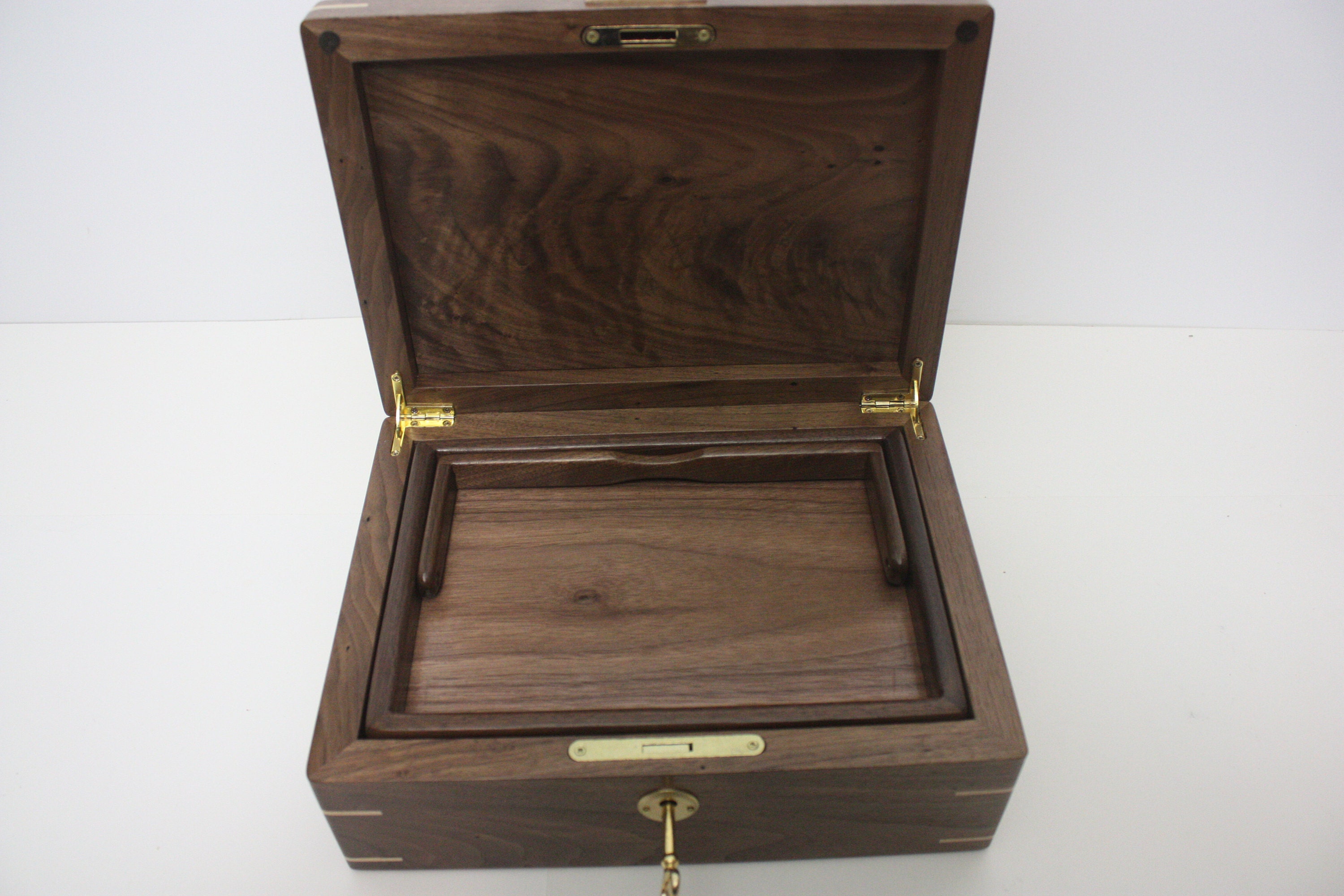Locking Walnut Box with Lift Out Tray