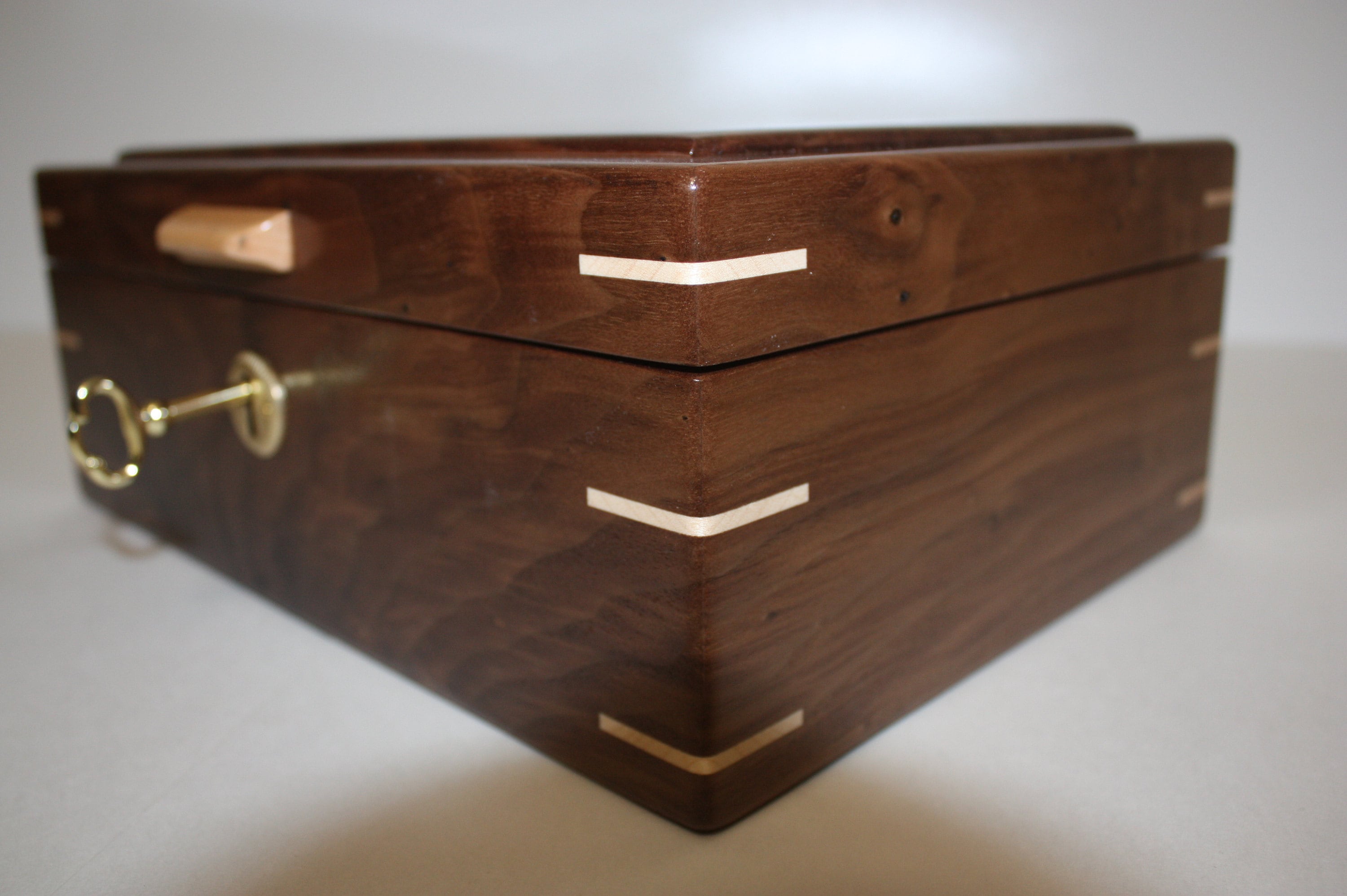 Handcrafted Locking Wood Box For Sale