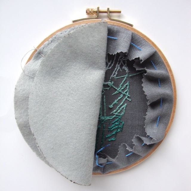 Back your embroidery hoop: layer on backing felt.