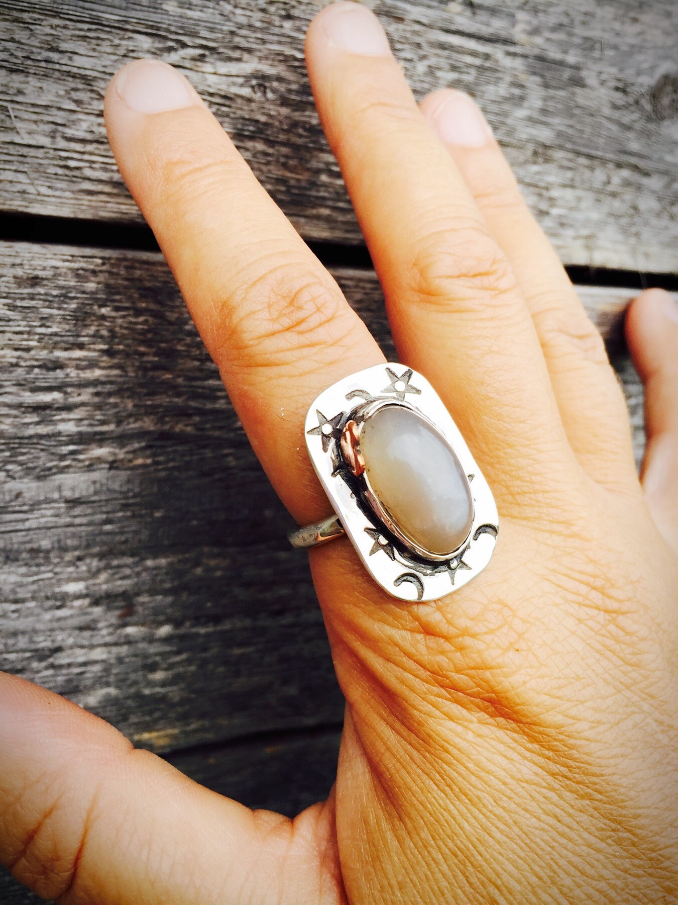 Moon & Stars Moonstone Ring