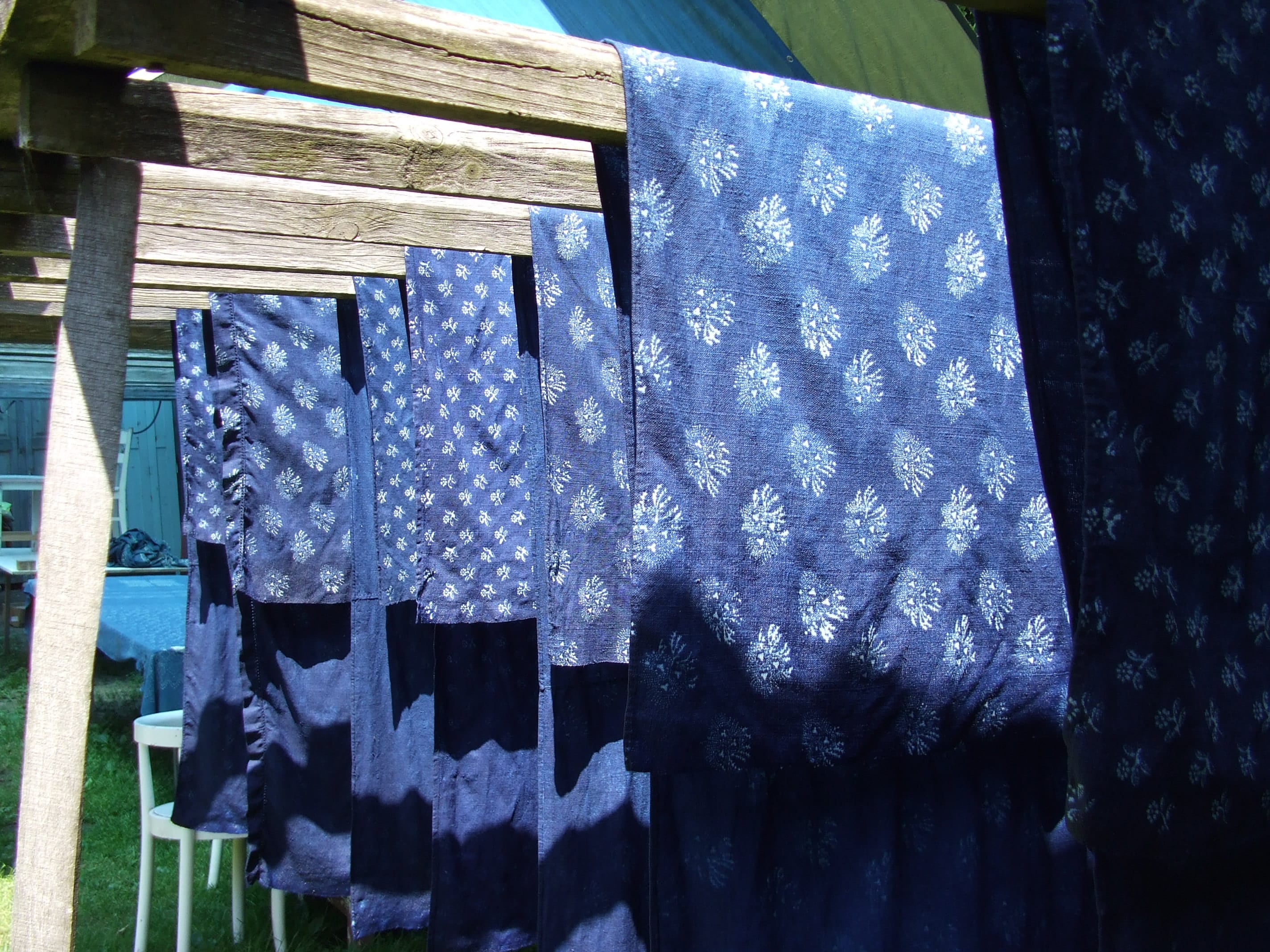 Indigo Linen Drying