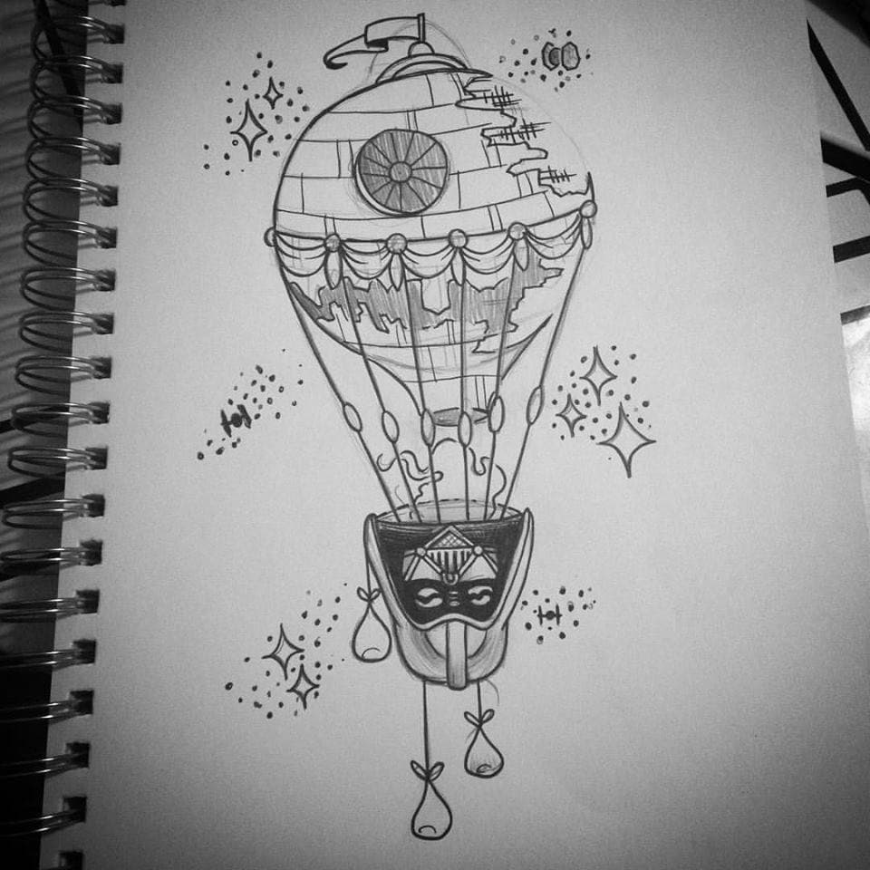 Ink and pencil tattoo flash sketch