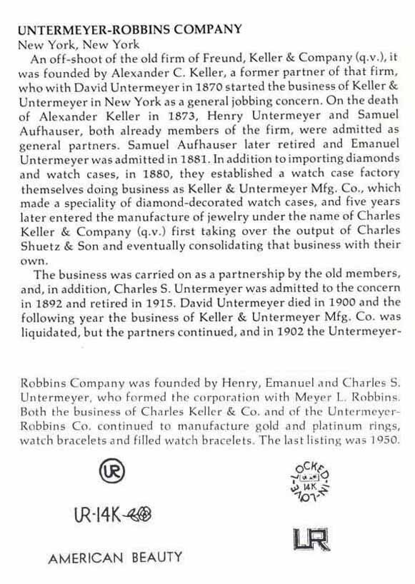 From American Jewelry Manufacturers by Dorothy T. Rainwater, pages 243-244.