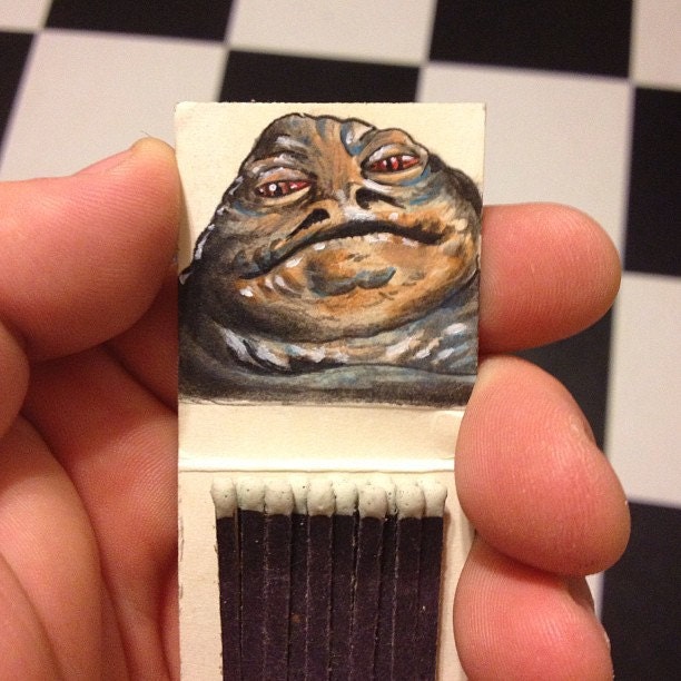 Jabba the matchbook. 1.5x1.5 acrylic on vintage matchbook.