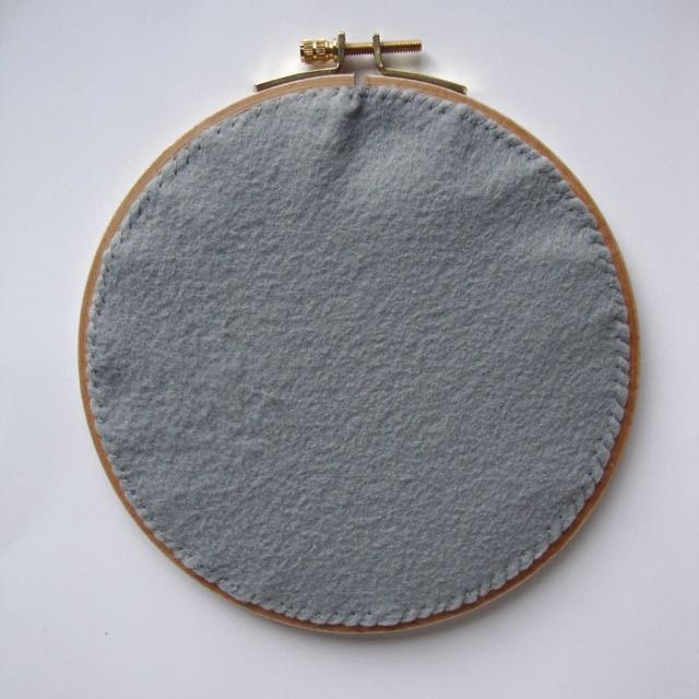 Back your embroidery hoop: smooth out any wrinkles.