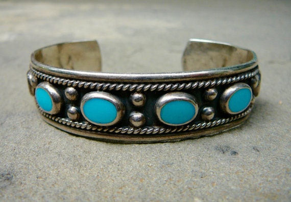 Taxco Turquoise Sterling Silver Cuff