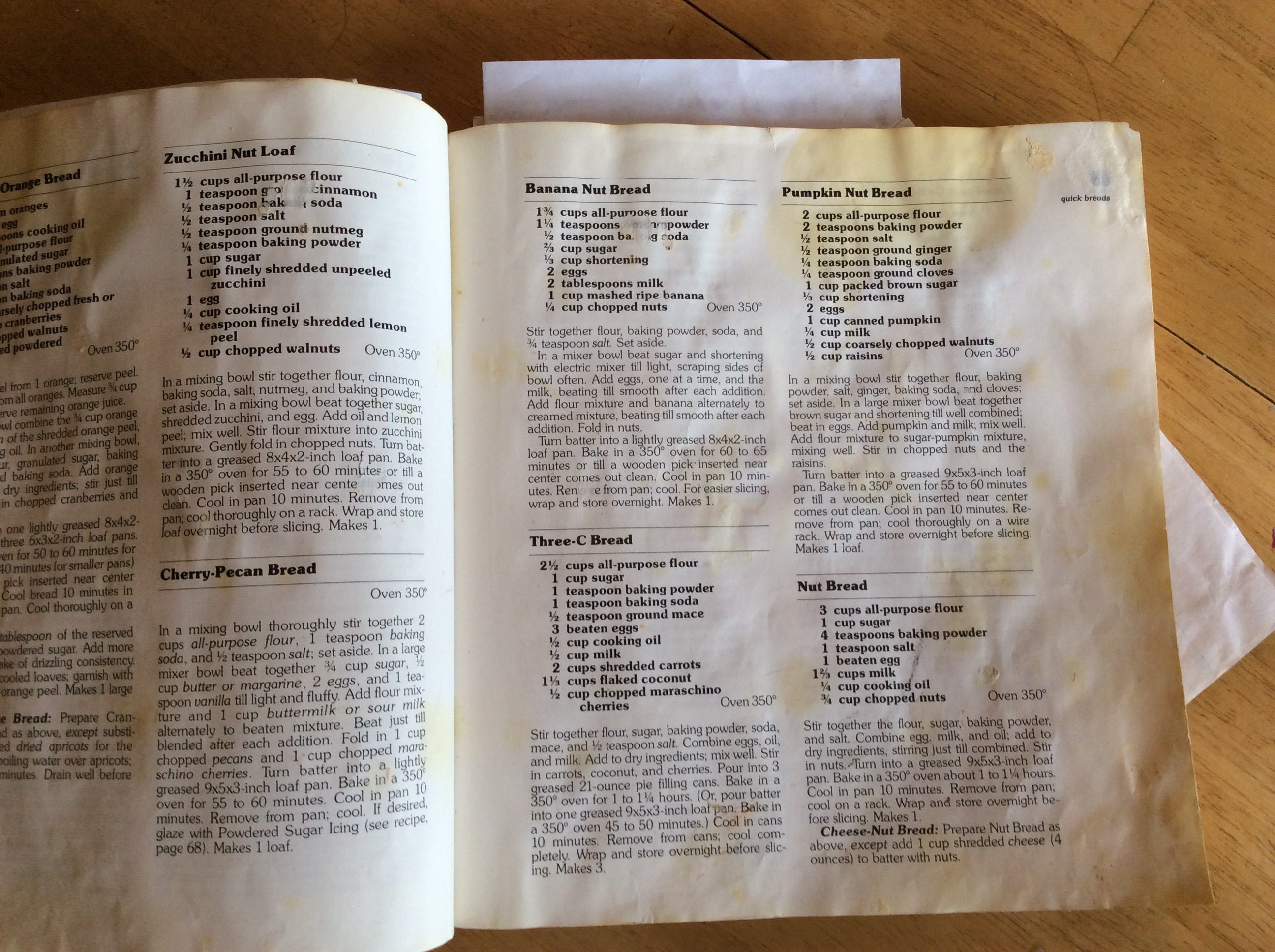 Stiff and stained pages in old recipe book