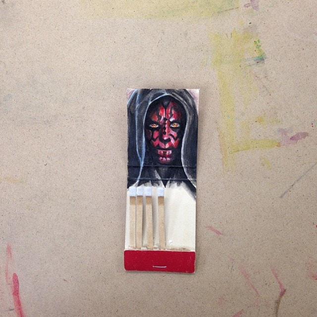 Maul. 1.5x2 Acrylic on vintage matchbook