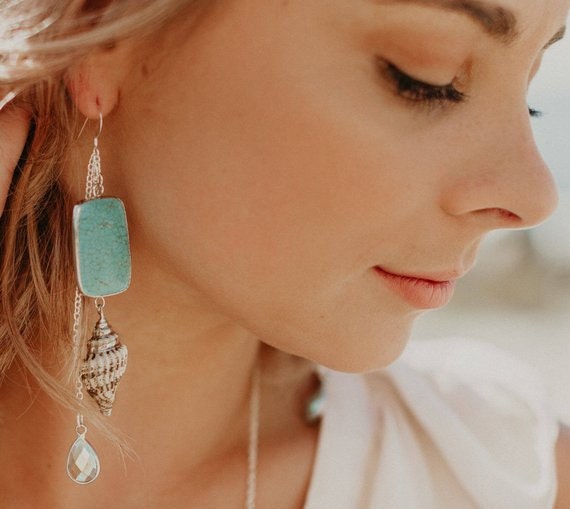 Turquoise and Shell Earrings