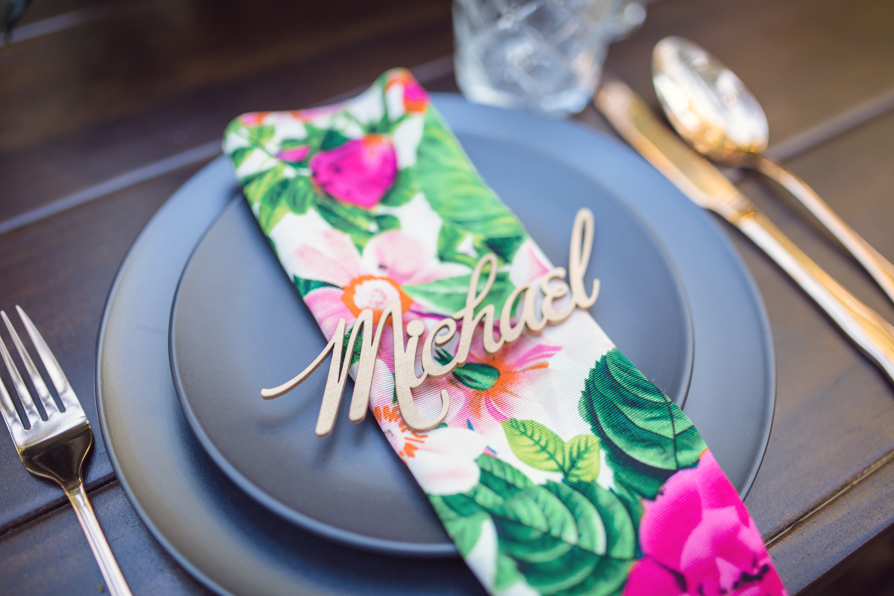 Laser cut timber place cards