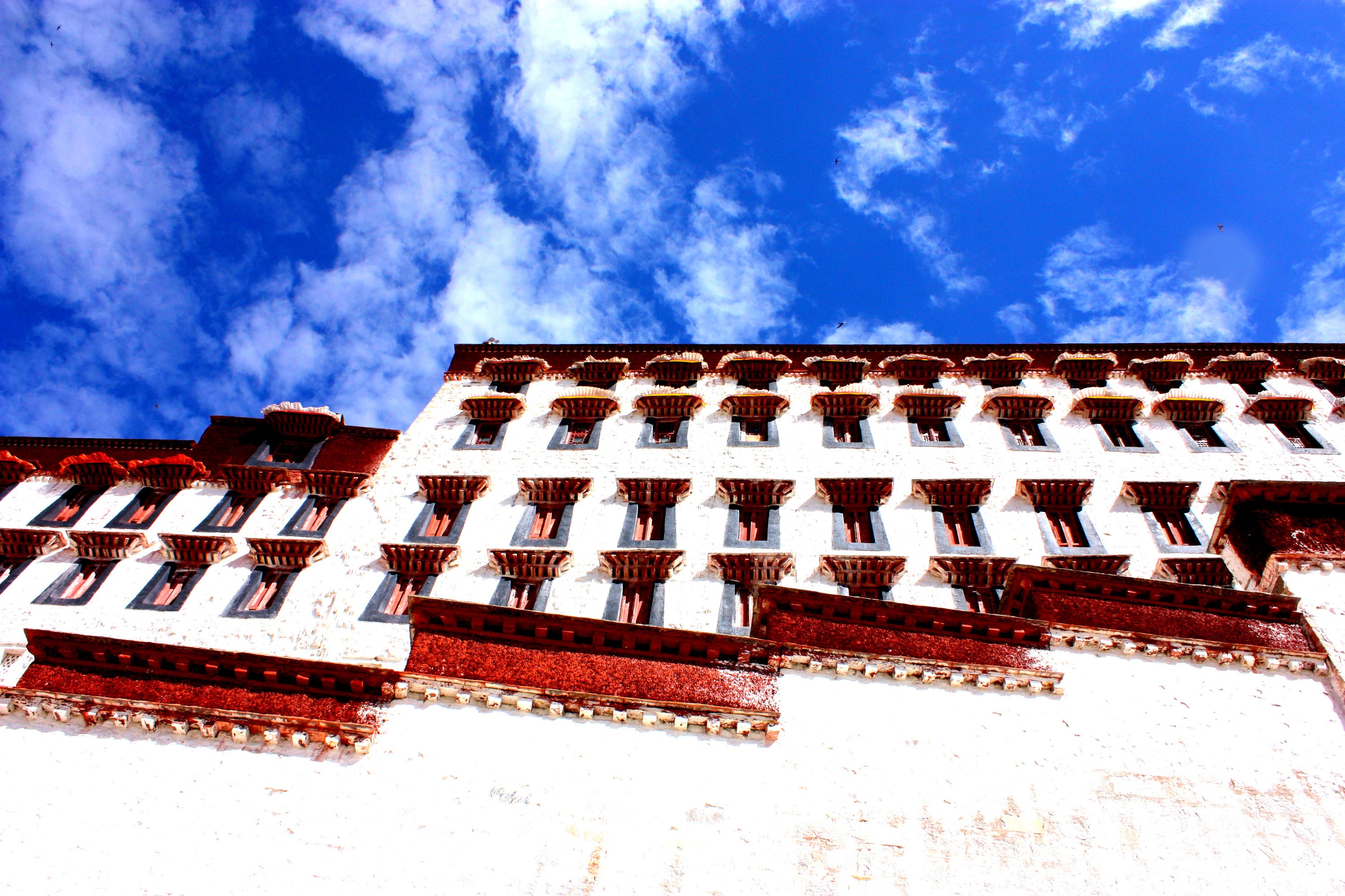 Looking up at the Potala Palace in Lhasa, Tibet.