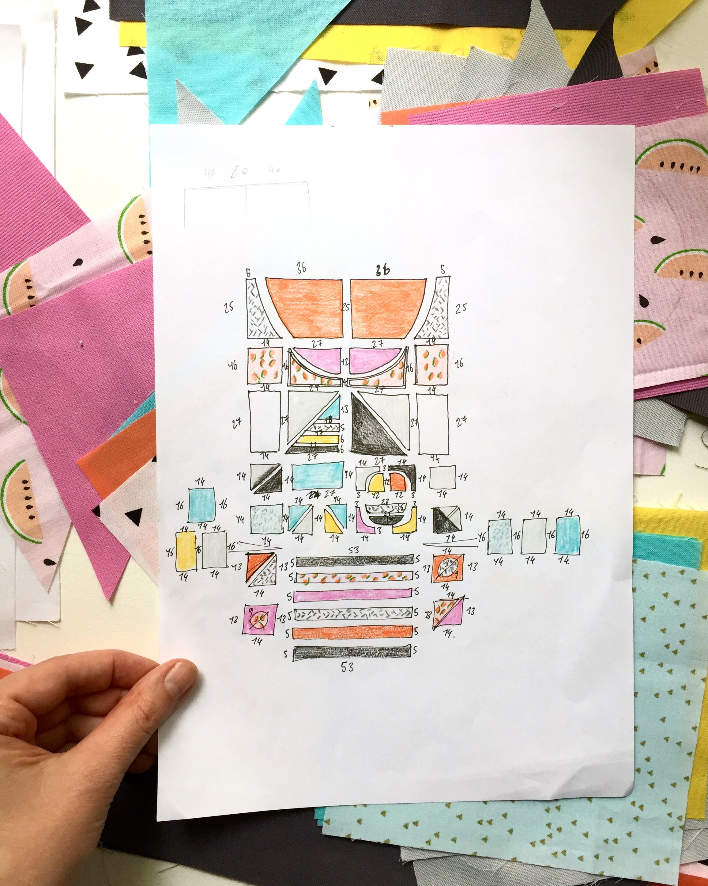 Quilt Drawing by Karolin Reichardt and Ben Craig / Boat and Balloon