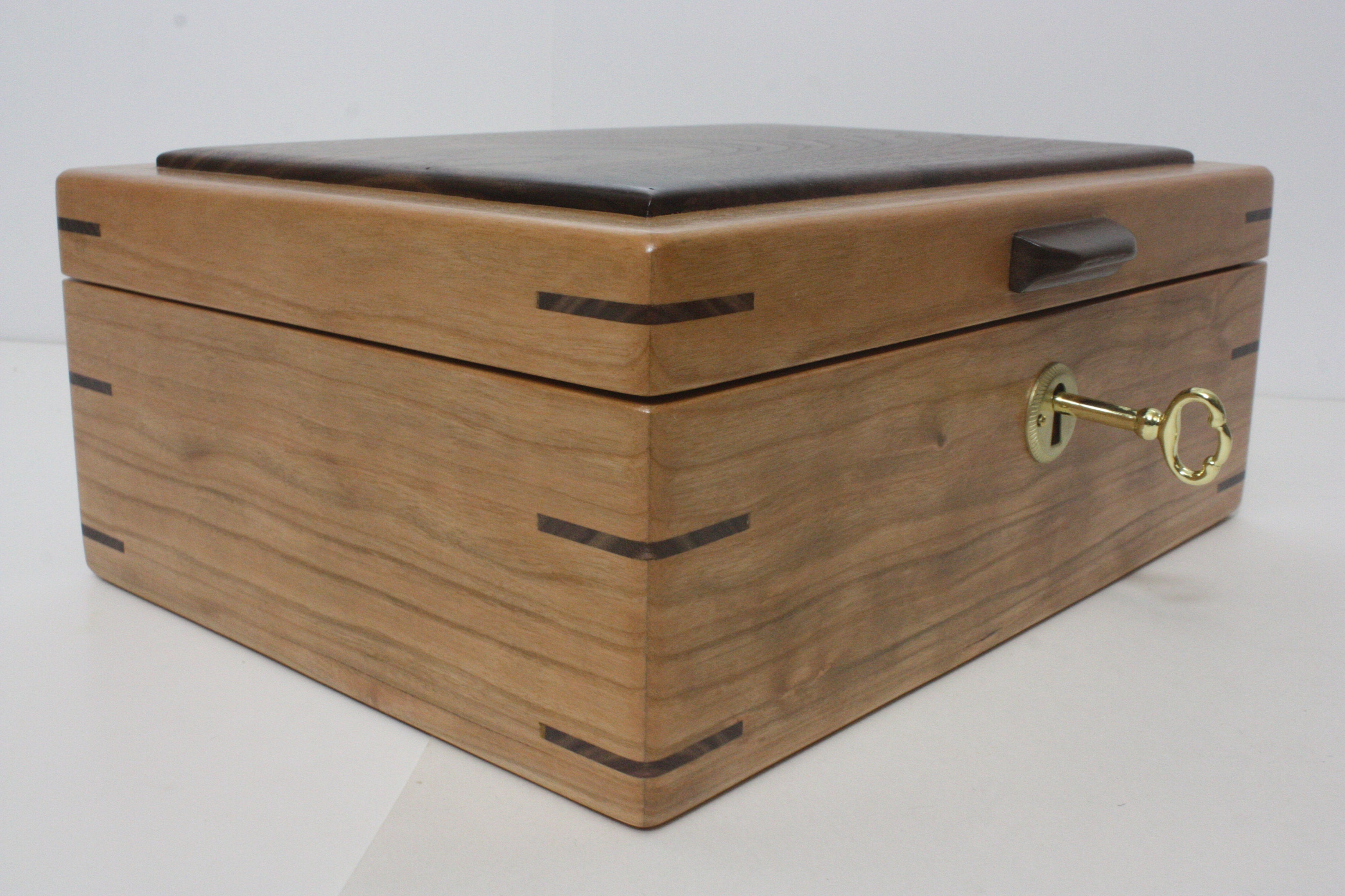 Locking Cherry Wood Keepsake Box