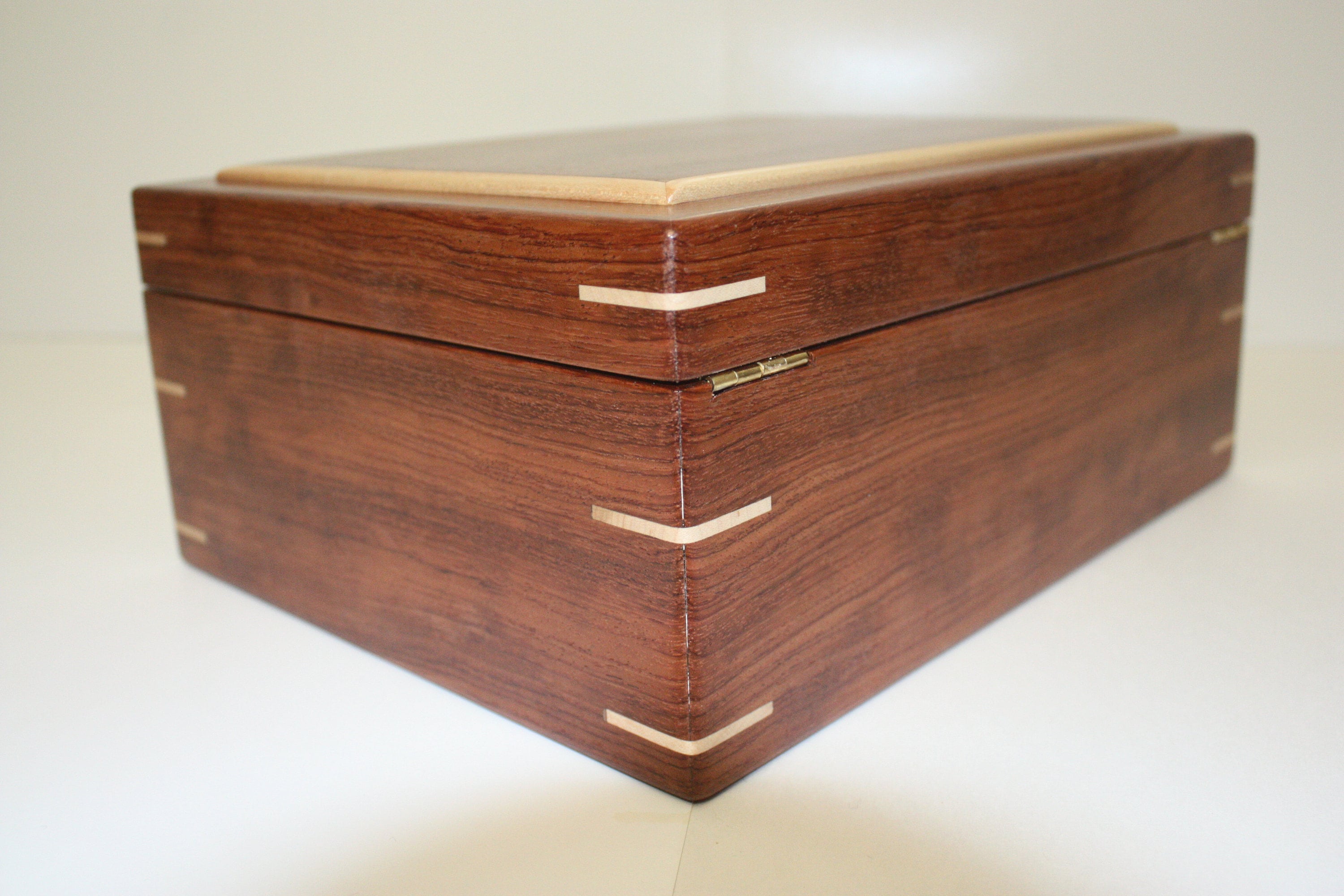 Large Wood Box with Quadrant Hinges For Sale