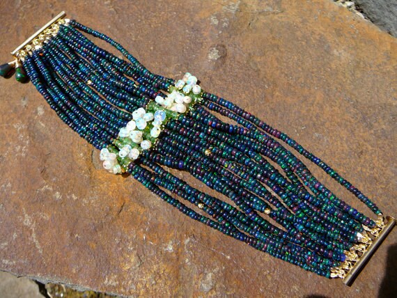 Tsavorite Garnet, Gemstone Bracelets, Bracelet, Garnet, Garnet Jewelry, Black Opal, Opal Jewelry, White Opal Bracelet, Ethiopian Opal